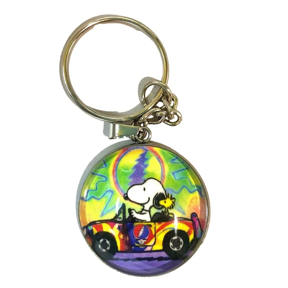 M GRATEFUL DEAD SNOOPY WOODSTOCK Custom Glass Cabochon Keychain BuyItWhenFound